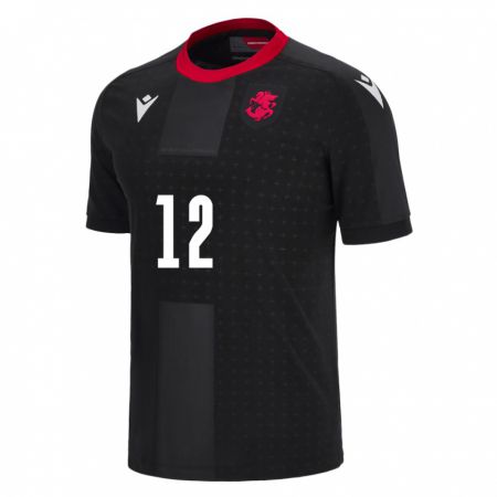 Kandiny Herren Georgien Levan Tandilashvili #12 Schwarz Auswärtstrikot Trikot 24-26 T-Shirt Österreich