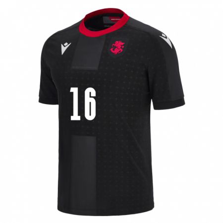 Kandiny Uomo Maglia Georgia Beka Burdiashvili #16 Nero Kit Gara Away 24-26 Maglietta