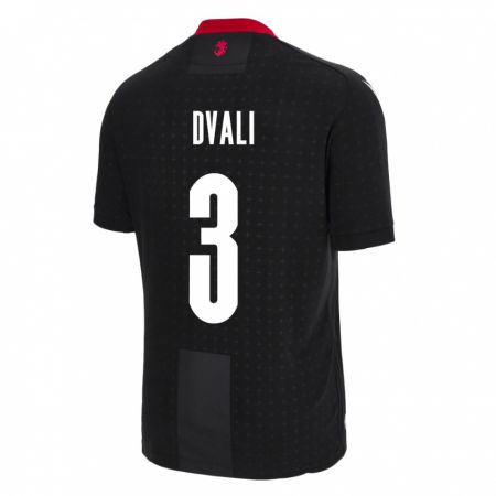 Kandiny Uomo Maglia Georgia Lasha Dvali #3 Nero Kit Gara Away 24-26 Maglietta