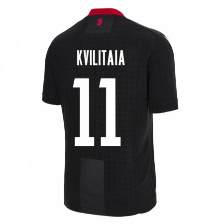 Kandiny Herren Georgien Giorgi Kvilitaia #11 Schwarz Auswärtstrikot Trikot 24-26 T-Shirt Österreich