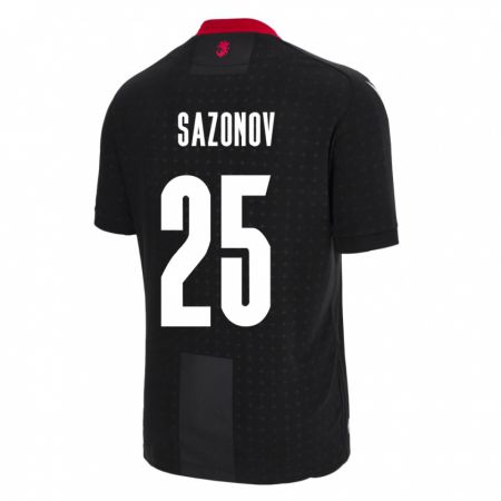 Kandiny Uomo Maglia Georgia Saba Sazonov #25 Nero Kit Gara Away 24-26 Maglietta