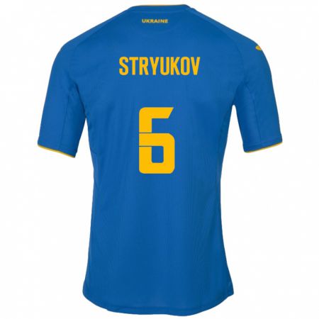 Kandiny Herren Ukraine Maksym Stryukov #6 Blau Auswärtstrikot Trikot 24-26 T-Shirt Österreich