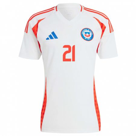 Kandiny Hombre Camiseta Chile Diego Opazo #21 Blanco 2ª Equipación 24-26 La Camisa