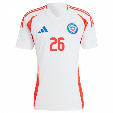 Kandiny Uomo Maglia Cile Nicolás Fernández #26 Bianco Kit Gara Away 24-26 Maglietta