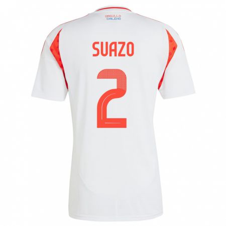 Kandiny Uomo Maglia Cile Gabriel Suazo #2 Bianco Kit Gara Away 24-26 Maglietta