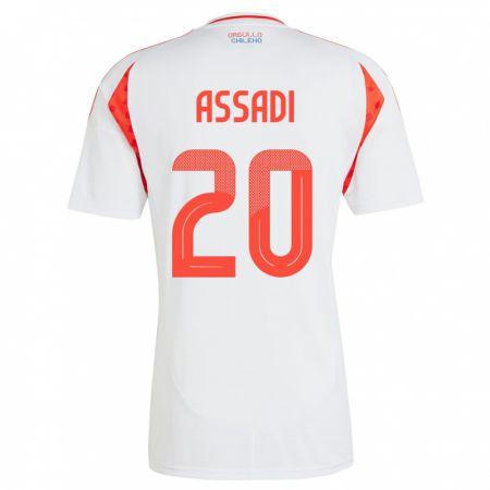 Kandiny Hombre Camiseta Chile Lucas Assadi #20 Blanco 2ª Equipación 24-26 La Camisa