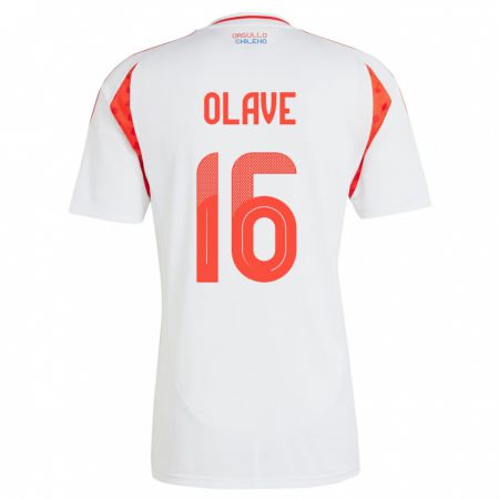 Kandiny Hombre Camiseta Chile Isidora Olave #16 Blanco 2ª Equipación 24-26 La Camisa