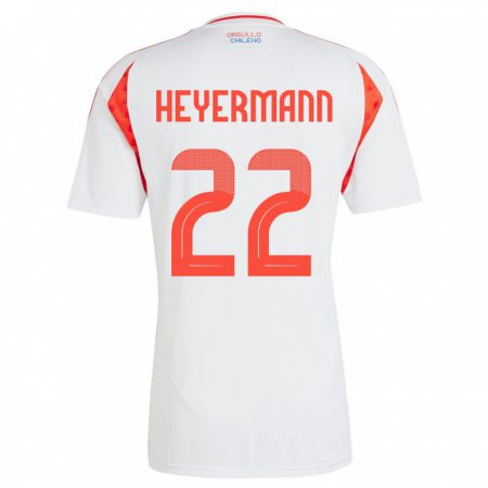 Kandiny Uomo Maglia Cile Agustina Heyermann #22 Bianco Kit Gara Away 24-26 Maglietta