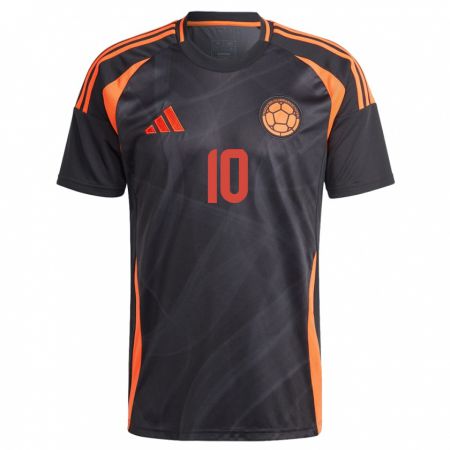 Kandiny Uomo Maglia Colombia James Rodríguez #10 Nero Kit Gara Away 24-26 Maglietta