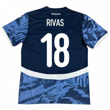 Kandiny Herren Paraguay Daniel Rivas #18 Blau Auswärtstrikot Trikot 24-26 T-Shirt Österreich