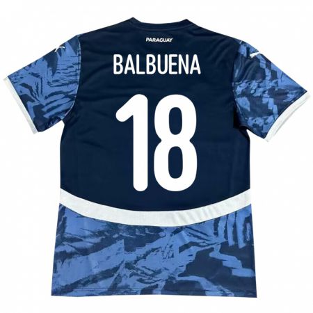 Kandiny Uomo Maglia Paraguay Axel Balbuena #18 Blu Kit Gara Away 24-26 Maglietta