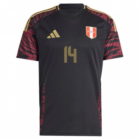 Kandiny Hombre Camiseta Perú Marco Huamán #14 Negro 2ª Equipación 24-26 La Camisa