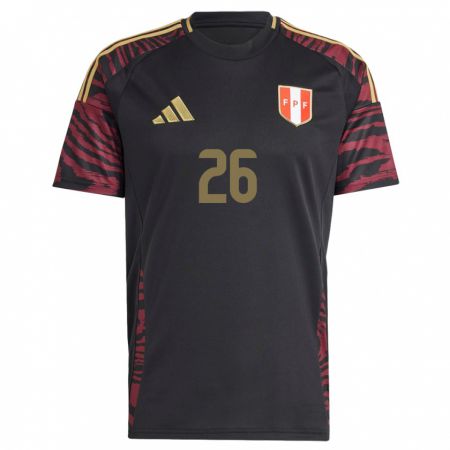 Kandiny Hombre Camiseta Perú Franco Zanelatto #26 Negro 2ª Equipación 24-26 La Camisa