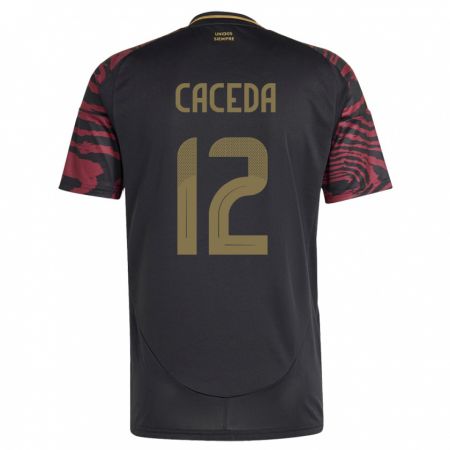 Kandiny Uomo Maglia Perù Carlos Cáceda #12 Nero Kit Gara Away 24-26 Maglietta