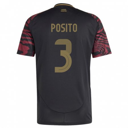 Kandiny Herren Peru Alejandro Pósito #3 Schwarz Auswärtstrikot Trikot 24-26 T-Shirt Österreich