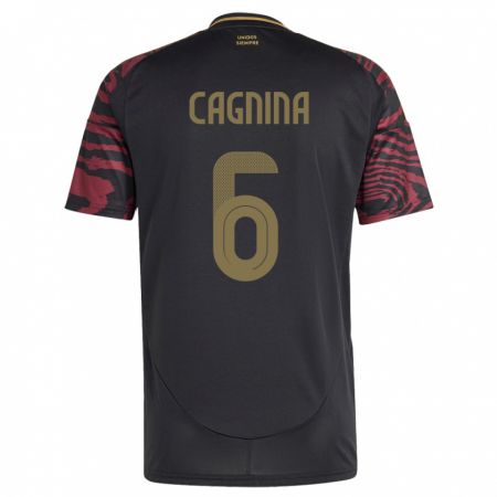 Kandiny Uomo Maglia Perù Claudia Cagnina #6 Nero Kit Gara Away 24-26 Maglietta