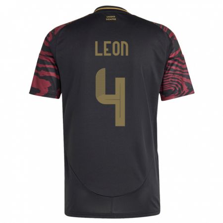 Kandiny Uomo Maglia Perù Mía León #4 Nero Kit Gara Away 24-26 Maglietta