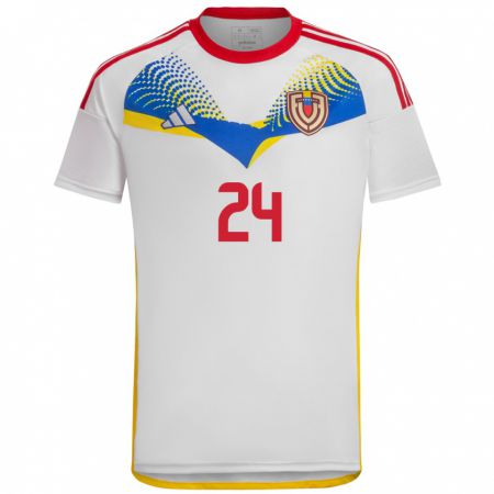 Kandiny Uomo Maglia Venezuela Kervin Andrade #24 Bianco Kit Gara Away 24-26 Maglietta