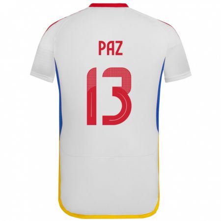 Kandiny Uomo Maglia Venezuela Jesús Paz #13 Bianco Kit Gara Away 24-26 Maglietta