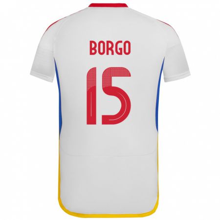 Kandiny Hombre Camiseta Venezuela Ángel Borgo #15 Blanco 2ª Equipación 24-26 La Camisa