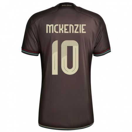 Kandiny Uomo Maglia Giamaica Denzel Mckenzie #10 Marrone Notte Kit Gara Away 24-26 Maglietta