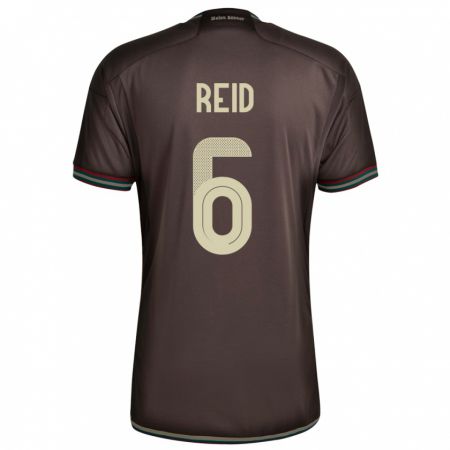 Kandiny Uomo Maglia Giamaica Lauren Reid #6 Marrone Notte Kit Gara Away 24-26 Maglietta