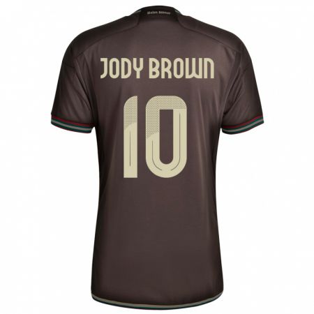 Kandiny Uomo Maglia Giamaica Jody Brown #10 Marrone Notte Kit Gara Away 24-26 Maglietta