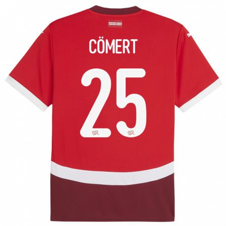 Kandiny Damen Schweiz Eray Comert #25 Rot Heimtrikot Trikot 24-26 T-Shirt Österreich