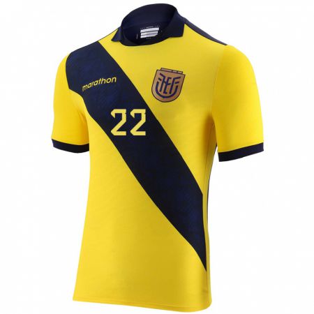 Kandiny Dames Ecuador Alexander Dominguez #22 Geel Thuisshirt Thuistenue 24-26 T-Shirt