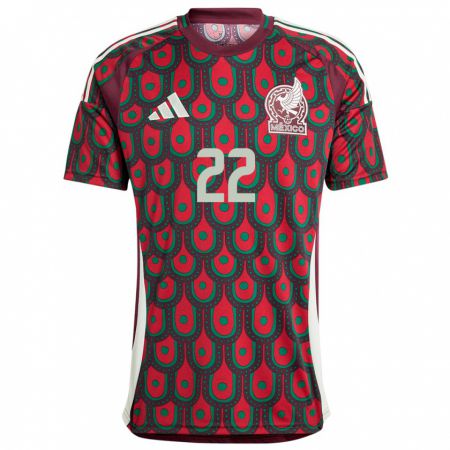 Kandiny Dames Mexico Hirving Lozano #22 Kastanjebruin Thuisshirt Thuistenue 24-26 T-Shirt België