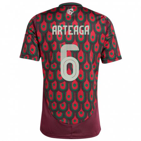 Kandiny Dames Mexico Gerardo Arteaga #6 Kastanjebruin Thuisshirt Thuistenue 24-26 T-Shirt