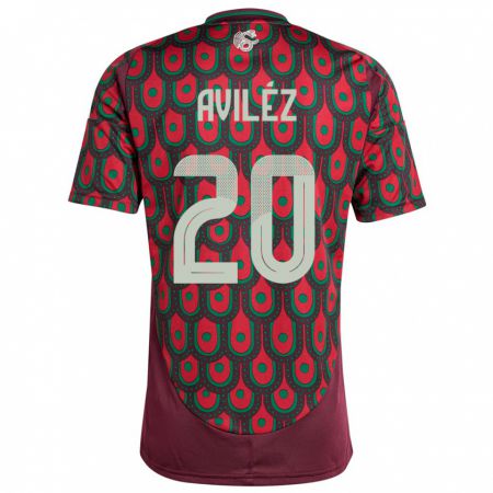 Kandiny Dames Mexico Aylin Avilez #20 Kastanjebruin Thuisshirt Thuistenue 24-26 T-Shirt