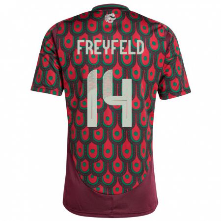 Kandiny Dames Mexico Emiliano Freyfeld #14 Kastanjebruin Thuisshirt Thuistenue 24-26 T-Shirt