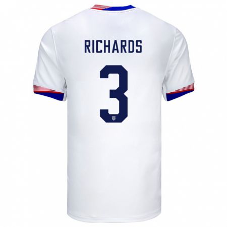 Kandiny Damen Vereinigte Staaten Chris Richards #3 Weiß Heimtrikot Trikot 24-26 T-Shirt Österreich