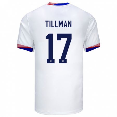 Kandiny Dames Verenigde Staten Malik Tillman #17 Wit Thuisshirt Thuistenue 24-26 T-Shirt België