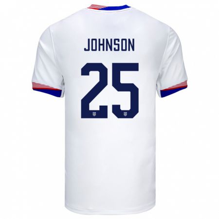 Kandiny Dames Verenigde Staten Sean Johnson #25 Wit Thuisshirt Thuistenue 24-26 T-Shirt