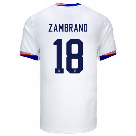 Kandiny Dames Verenigde Staten Marcos Zambrano #18 Wit Thuisshirt Thuistenue 24-26 T-Shirt