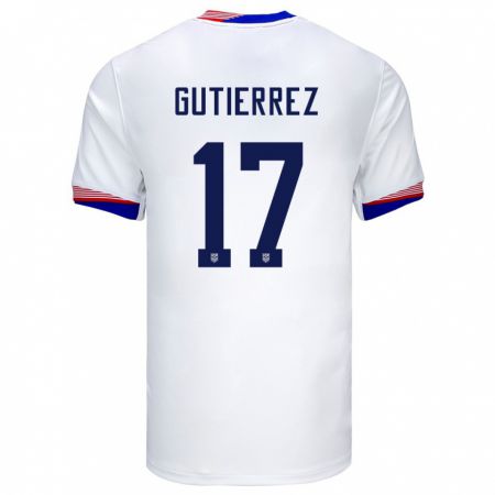 Kandiny Dames Verenigde Staten Brian Gutierrez #17 Wit Thuisshirt Thuistenue 24-26 T-Shirt