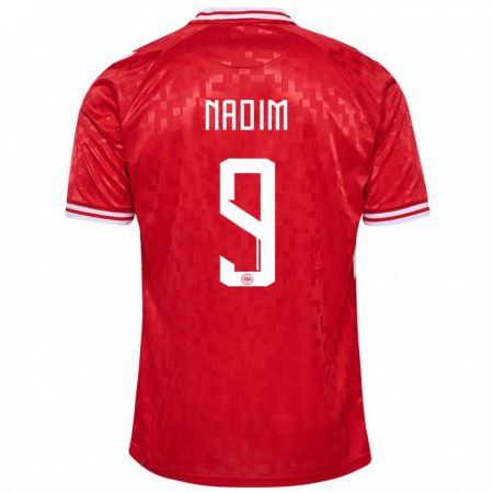 Kandiny Damen Dänemark Nadia Nadim #9 Rot Heimtrikot Trikot 24-26 T-Shirt Österreich