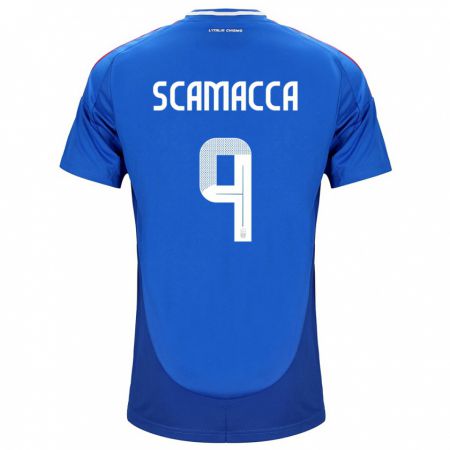 Kandiny Damen Italien Gianluca Scamacca #9 Blau Heimtrikot Trikot 24-26 T-Shirt Österreich