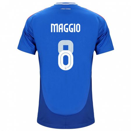 Kandiny Mujer Camiseta Italia Luca Di Maggio #8 Azul 1ª Equipación 24-26 La Camisa