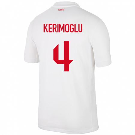 Kandiny Donna Maglia Turchia Zeynap Kerimoğlu #4 Bianco Kit Gara Home 24-26 Maglietta