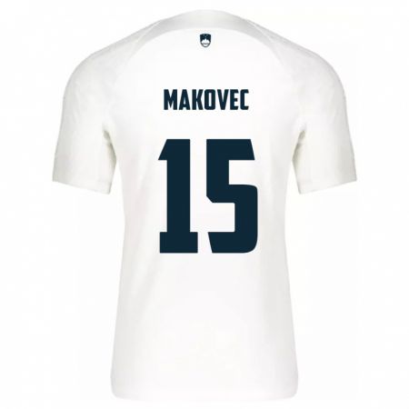 Kandiny Dames Slovenië Sara Makovec #15 Wit Thuisshirt Thuistenue 24-26 T-Shirt