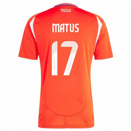 Kandiny Dames Chili Esteban Matus #17 Rood Thuisshirt Thuistenue 24-26 T-Shirt