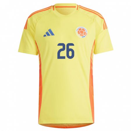 Kandiny Dames Colombia Gustavo Puerta #26 Geel Thuisshirt Thuistenue 24-26 T-Shirt