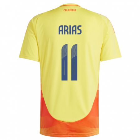 Kandiny Dames Colombia Jhon Arias #11 Geel Thuisshirt Thuistenue 24-26 T-Shirt België