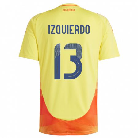 Kandiny Mujer Camiseta Colombia Ilana Izquierdo #13 Amarillo 1ª Equipación 24-26 La Camisa México