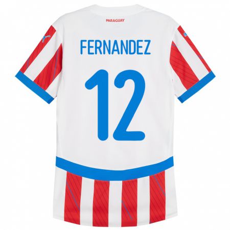 Kandiny Dames Paraguay Gatito Fernández #12 Wit Rood Thuisshirt Thuistenue 24-26 T-Shirt België