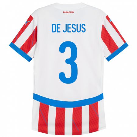 Kandiny Dames Paraguay Ronaldo De Jesús #3 Wit Rood Thuisshirt Thuistenue 24-26 T-Shirt België