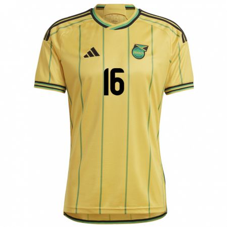 Kandiny Dames Jamaica Brian Burkett #16 Geel Thuisshirt Thuistenue 24-26 T-Shirt België